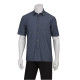 Chef Works SKS003IBLXS Detroit Short-Sleeve Denim Shirt Striped Indigo Blue XS
