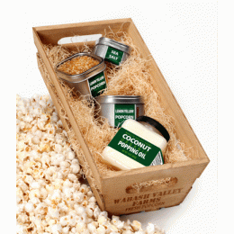 Wabash 45077 Organic Popcorn Wooden Crate Gift Set